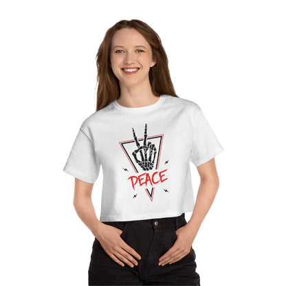 PEACE OUT Champion Women's Heritage Cropped T-Shirt