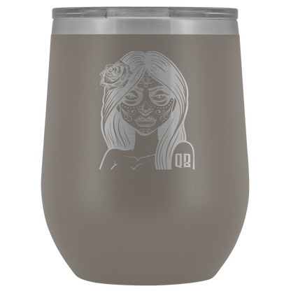 QB CLASSY DAY OF THE DEAD WINE TUMBLER