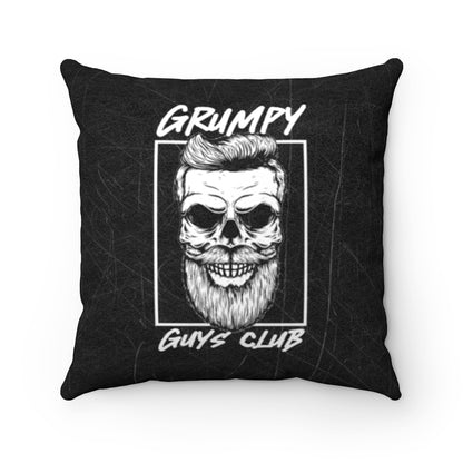 GRUMPY GUYS CLUB SKULL Faux Suede Square Pillow