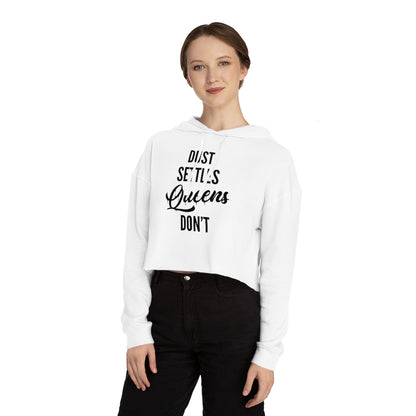 QUEENS DON'T SETTLE Cropped Hooded Sweatshirt