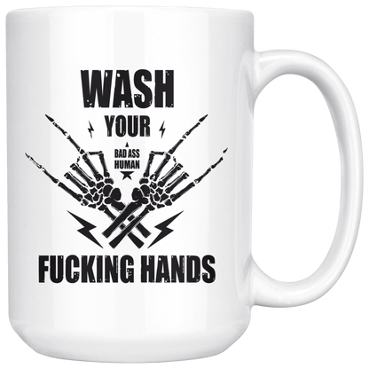WASH YOUR ROCK HANDS MUG