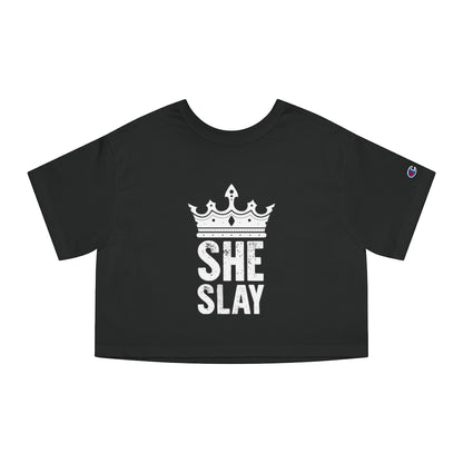 SHE SLAY Champion Women's Heritage Cropped T-Shirt