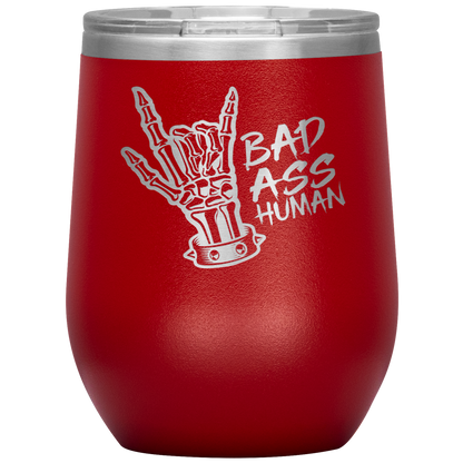 BAD ASS HUMAN SKULL ROCK WINE TUMBLER