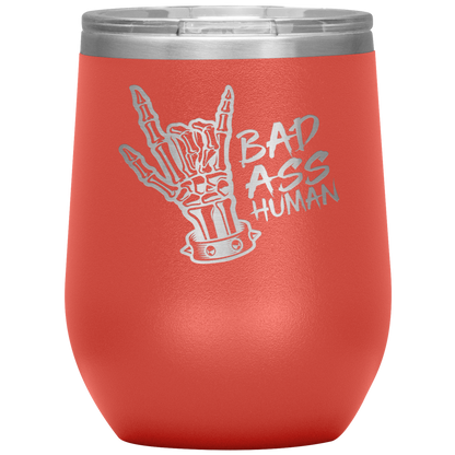 BAD ASS HUMAN SKULL ROCK WINE TUMBLER