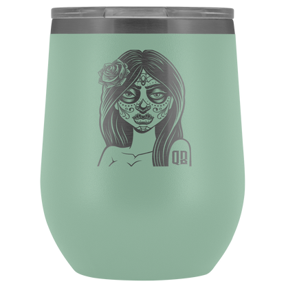 QB CLASSY DAY OF THE DEAD WINE TUMBLER