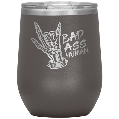 BAD ASS HUMAN SKULL ROCK WINE TUMBLER