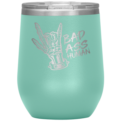 BAD ASS HUMAN SKULL ROCK WINE TUMBLER