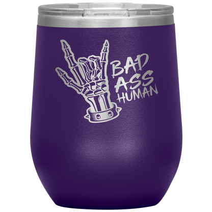 BAD ASS HUMAN SKULL ROCK WINE TUMBLER