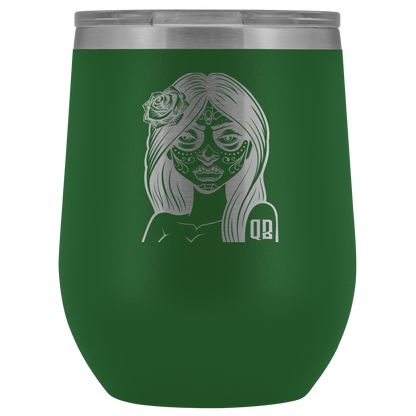 QB CLASSY DAY OF THE DEAD WINE TUMBLER