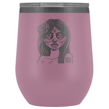 QB CLASSY DAY OF THE DEAD WINE TUMBLER