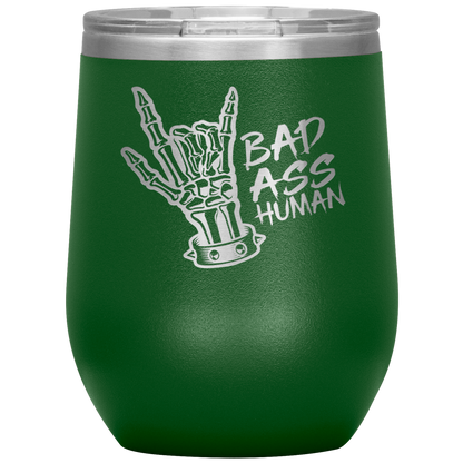 BAD ASS HUMAN SKULL ROCK WINE TUMBLER