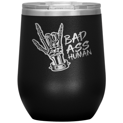 BAD ASS HUMAN SKULL ROCK WINE TUMBLER