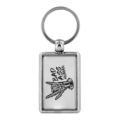BAD ASS HUMAN SKULL ROCK KEYCHAIN