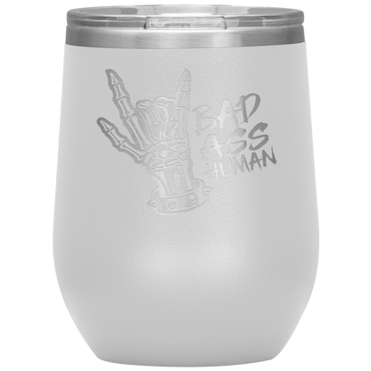 BAD ASS HUMAN SKULL ROCK WINE TUMBLER